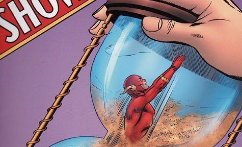 Taken from the cover of Showcase #14, as Flash fights "The Giants of the Time-World".